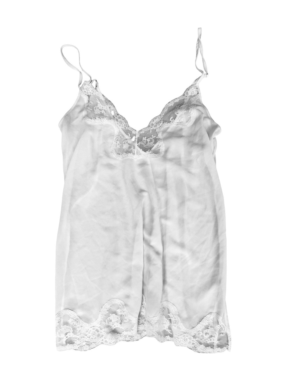 Kat the Label Lace-Trim Slip Camisole - White size medium